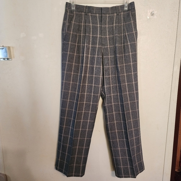 💕5 For $20 Vittorio St. Angelo Gray Checkered Trouser Dress Pants Mens 34/32 - Picture 1 of 8